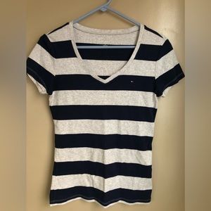 Light Gray and Navy Blue Tommy Hilfiger V-neck